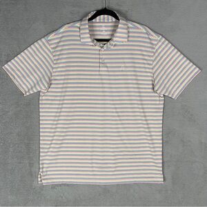 Rhoback Rainbow Striped‎ Golf Polo Shirt Men's XL Performance Stretch